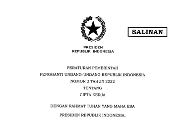 ilustrasi halaman depan Perppu Cipta Kerja.