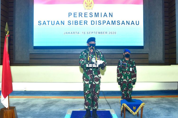 Kepala Staf Angkatan Udara (KSAU) Marsekal TNI Fadjar Prasetyo meresmikan Satuan Siber (Satsiber) Dinas Pengamanan dan Persandian Angkatan Udara (Dispamsanau) di Gedung I G Dewanto Denma, Mabesau Cilangkap, Jakarta Timur, Rabu (16/9/2020).
