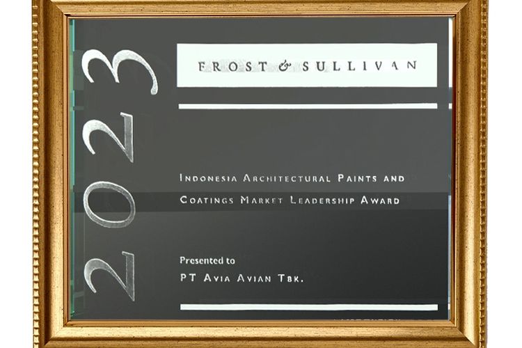 PT Avia Avian Tbk (Avian Brands) untuk ketiga kalinya mendapatkan penghargaan tingkat Internasional dari Frost & Sullivan.