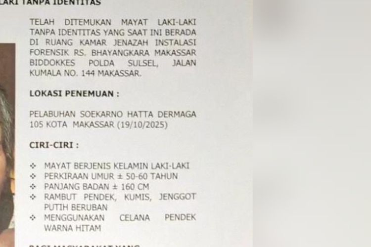 Mayat Pria Berbaju Merah dan Berjanggut Putih Mengapung di Pelabuhan Soekarno-Hatta Makassar