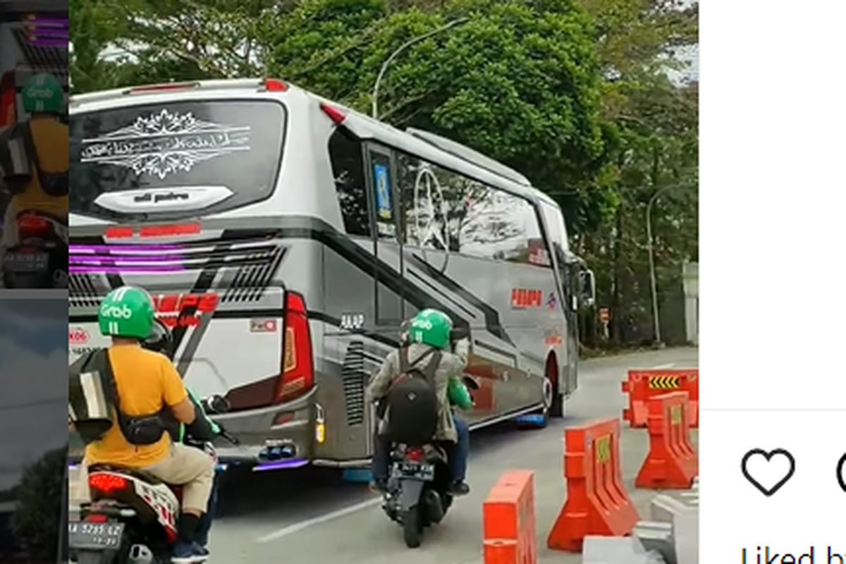 Video penumpang bus ketinggalan ngejar pakai ojol