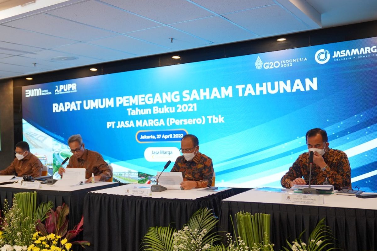 Ilustrasi: Rapat Umum Pemegang Saham Tahunan (RUPS) Tahun Buku 2021 PT Jasa Marga (Persero) Tbk, Rabu (27/4/2022).