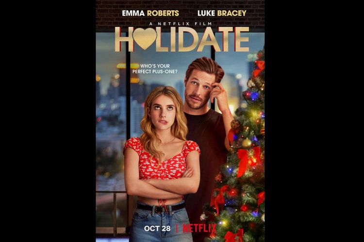 Emma Roberts dan Luke Bracey dalam film komedi romantis Holidate (2020).