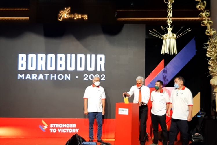 Konferensi pers Borobudur Marathon Menyapa di Kantor Bank Jateng, Minggu (22/5/2022).