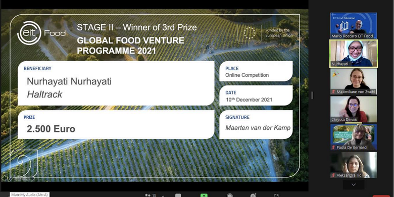 Pengajar di S1 Food Business Technology Universitas Prasetya Mulya, Nurhayati, turut serta dalam EIT Food Global Food Venture Programme Competition 2021 dan berhasil meraih Winner of 3rd Prize - Stage II.