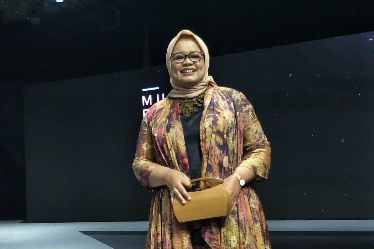 Fery Farhati Ganis, istri Gubernur DKI Jakarta Anies Baswedan saat menghadiri Opening Ceremony Muslim Fashion Festival 2020 di JCC, Senayan, Jakarta, Kamis (20/2/2019).