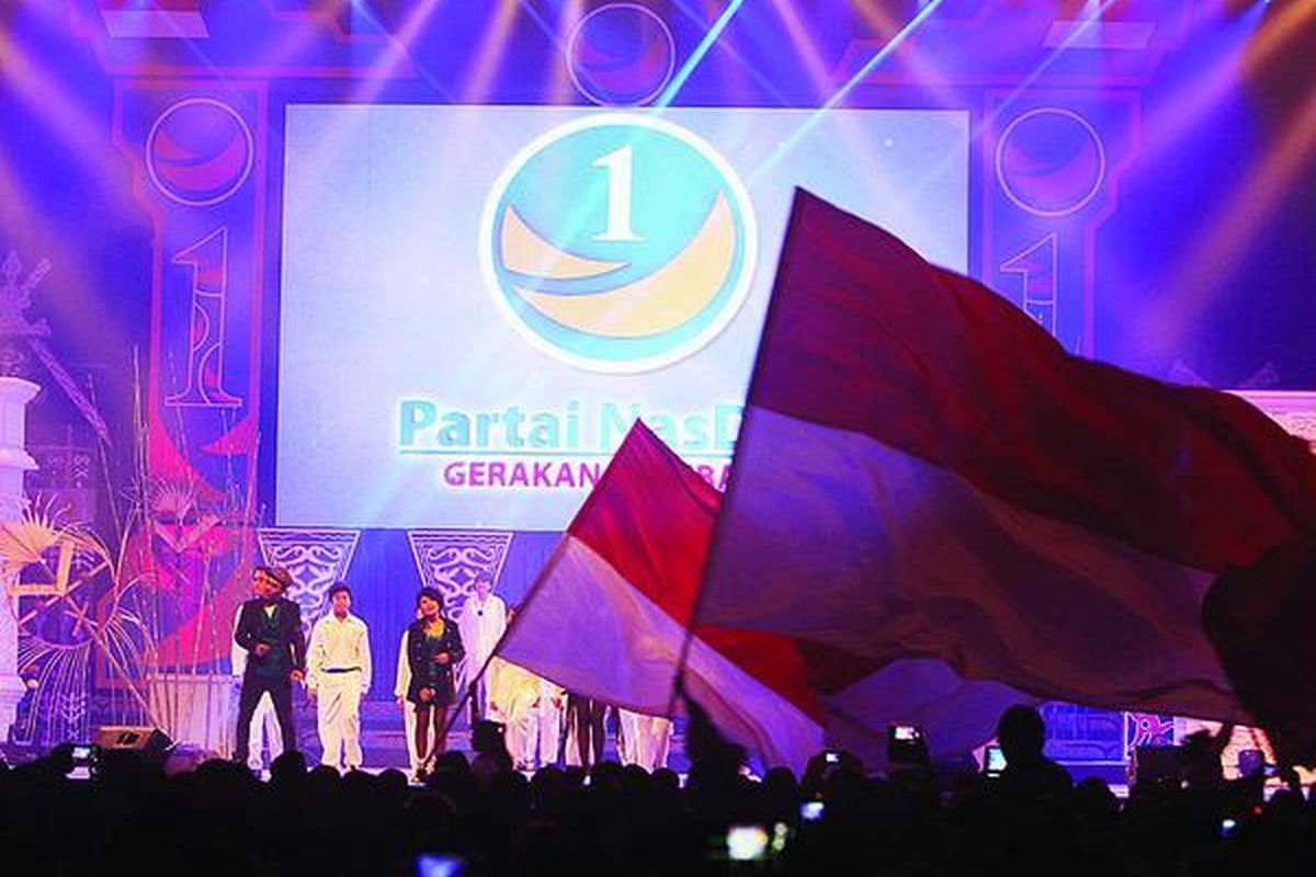 Kongres Partai Nasdem dibuka di Jakarta Convention Center, Jakarta, Jumat (25/1). Agenda utama kongres adalah pemilihan ketua umum menggantikan Ketua Umum Partai Nasdem Patrice Rio Capella. 