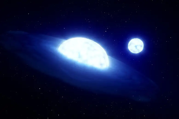 Ilustrasi sistem bintang HR 6819. Objek yang awalnya diidentifikasi sebagai lubang hitam terdekat dengan Bumi.