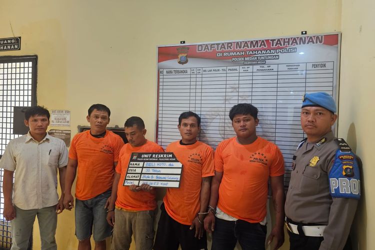 Polisi menangkap 4 pria di Kecamatan Pancur Batu Medan, Kota Medan karena terlibat kasus penculikan 