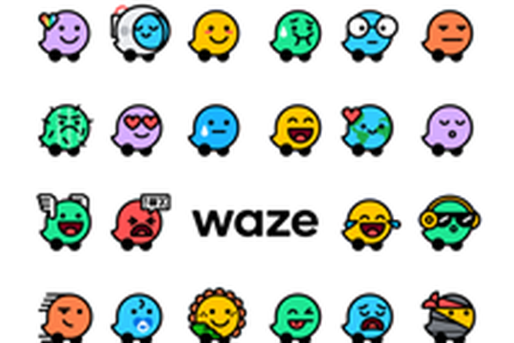 Tampilan ikon Moods di Waze.