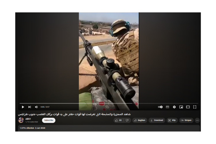 Tangkapan layar video Perang Libya, penyergapan kendaraan LNA oleh GNA pada Juni 2020