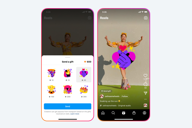 Instagram Gifts adalah fitur yang memungkinkan pengikut maupun non-pengikut memberikan dukungan finansial kepada kreator melalui hadiah virtual saat menonton Reels.
