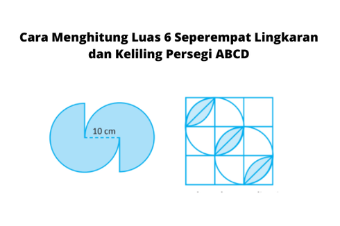 Cara Menghitung Luas 6 Seperempat Lingkaran dan Keliling Persegi ABCD