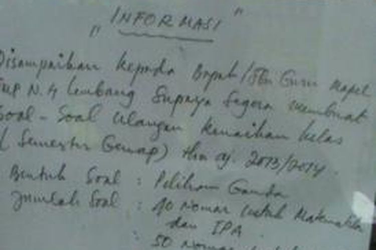 Malas datang ke sekolah, kepala SMPN Suppirang, Pinrang mengirim surat informasi atau berisi instruksi kepada para guru di sekolahnya.