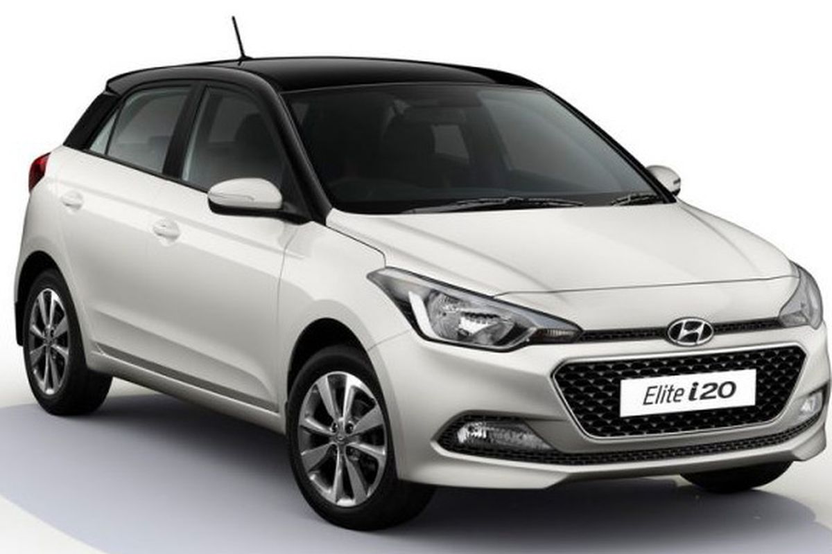 Hyundai i20 facelift dengan atap hitam.