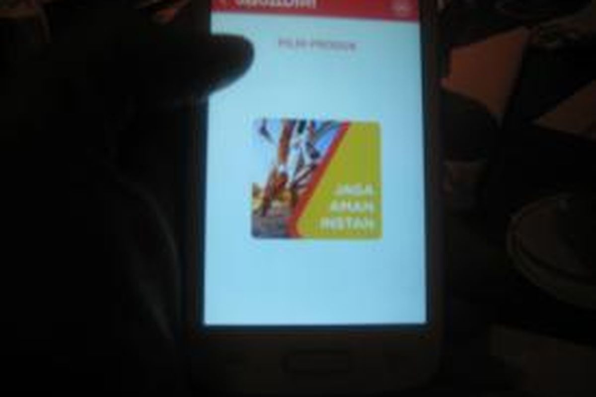 Tampilan produk asuransi Jaga Aman Instan di ponsel pintar. Produk ini bisa menjadi alternatif asuransi kecelakaan di masa-masa padat arus lalu-lintas semisal Mudik Lebaran.