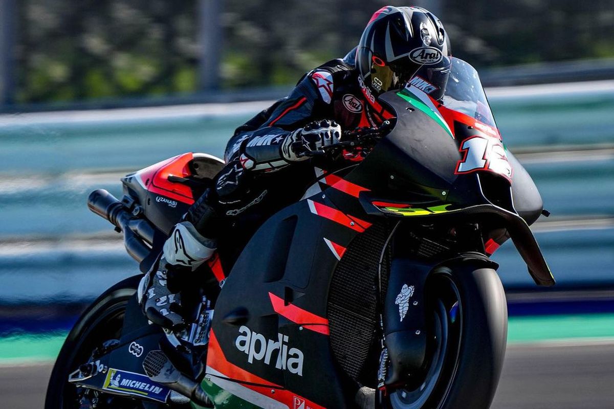 Maverick Vinales saat sesi tes bersama Aprilia