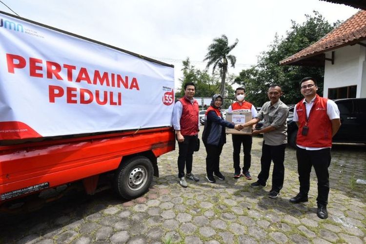 Bantuan tahap awal Pertamina untuk korban gempa bumi di Cianjur, Jawa Barat (Jabar), Selasa (22/11/2022) 