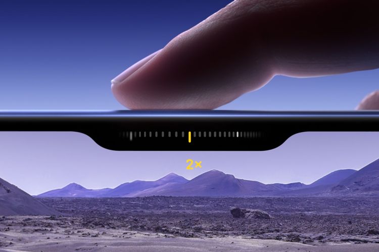 Ilustrasi pengoperasian tombol Camera Control di iPhone 16