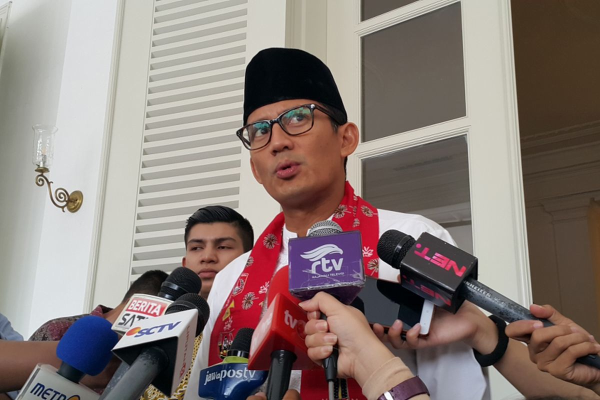 Wakil Gubernur DKI Jakarta Sandiaga Uno di Balai Kota DKI Jakarta, Jalan Medan Merdeka Selatan, Kamis (19/10/2017).