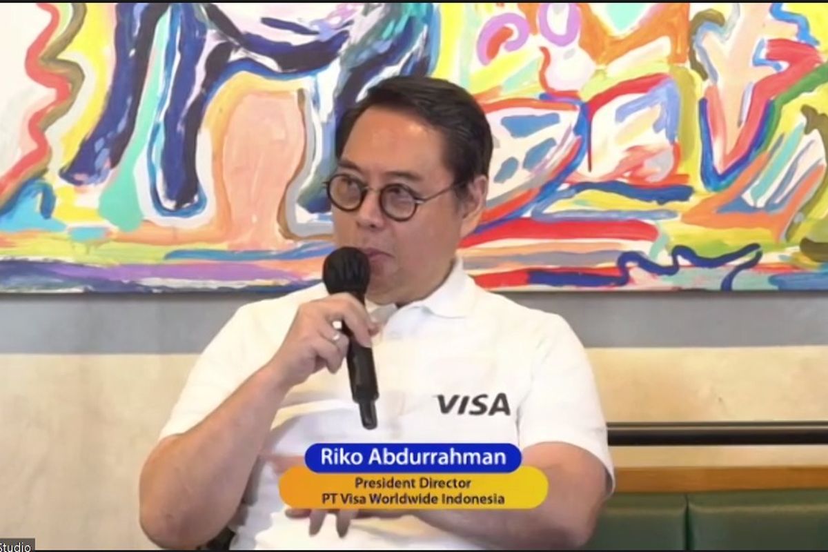 President Director PT Visa Worldwide Indonesia Riko Abdurrahman saat acara virtual Contactless Talk, Jumat (10/6/2022).