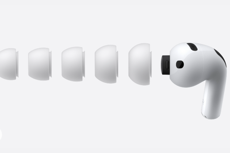 Ukuran ujung telinga (eartips) AirPods Pro 3 yang kini hadir dalam lima ukuran berbeda. Ukuran ini disediakan untuk menyesuaikan telinga penggunanya.