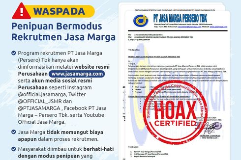 Waspada, Ini Ciri-Ciri Penipuan Berkedok Rekrutmen Mengatasnamakan Jasa Marga 