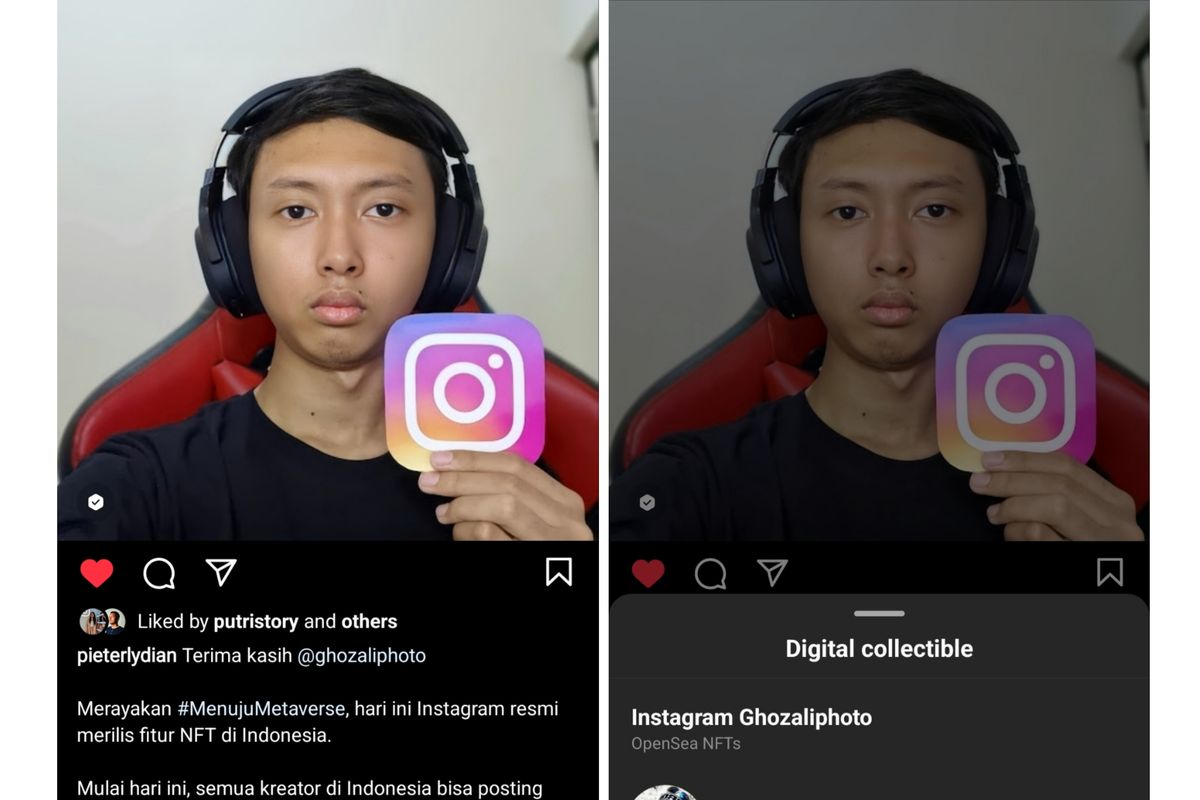 Ilustrasi fitur NFT di Instagram yang bisa dimanfaatkan untuk membagikan koleksi NFT ke Instagram.