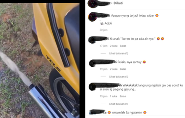 Video viral anak kecil masukkan air ke dalam knalpot motor