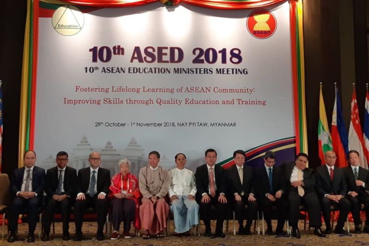 Mendikbud Muhadjir Effendy dalam Pertemuan Menteri-Menteri Pendidikan ASEAN atau Association of Southeast Asian Nations Education Ministers Meeting (ASED), di Nay Pyi Taw, Myanmar, Rabu (31/10/2018).