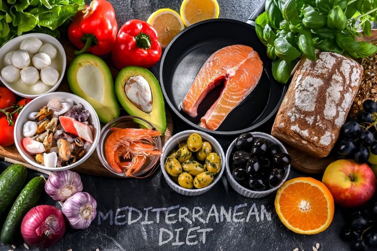 Ilustrasi diet mediterania. 