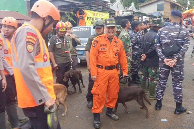 Pemkot Semarang menerjukan tim Satpol PP unit K9 Kota Semarang untuk membantu pencarian dan evakuasi korban bencana banjir dan tanah longsor di Kabupaten Pekalongan.