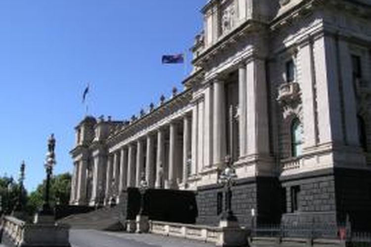 Gedung parlemen negara bagian Victoria, Australia, di pusat kota Melbourne. 