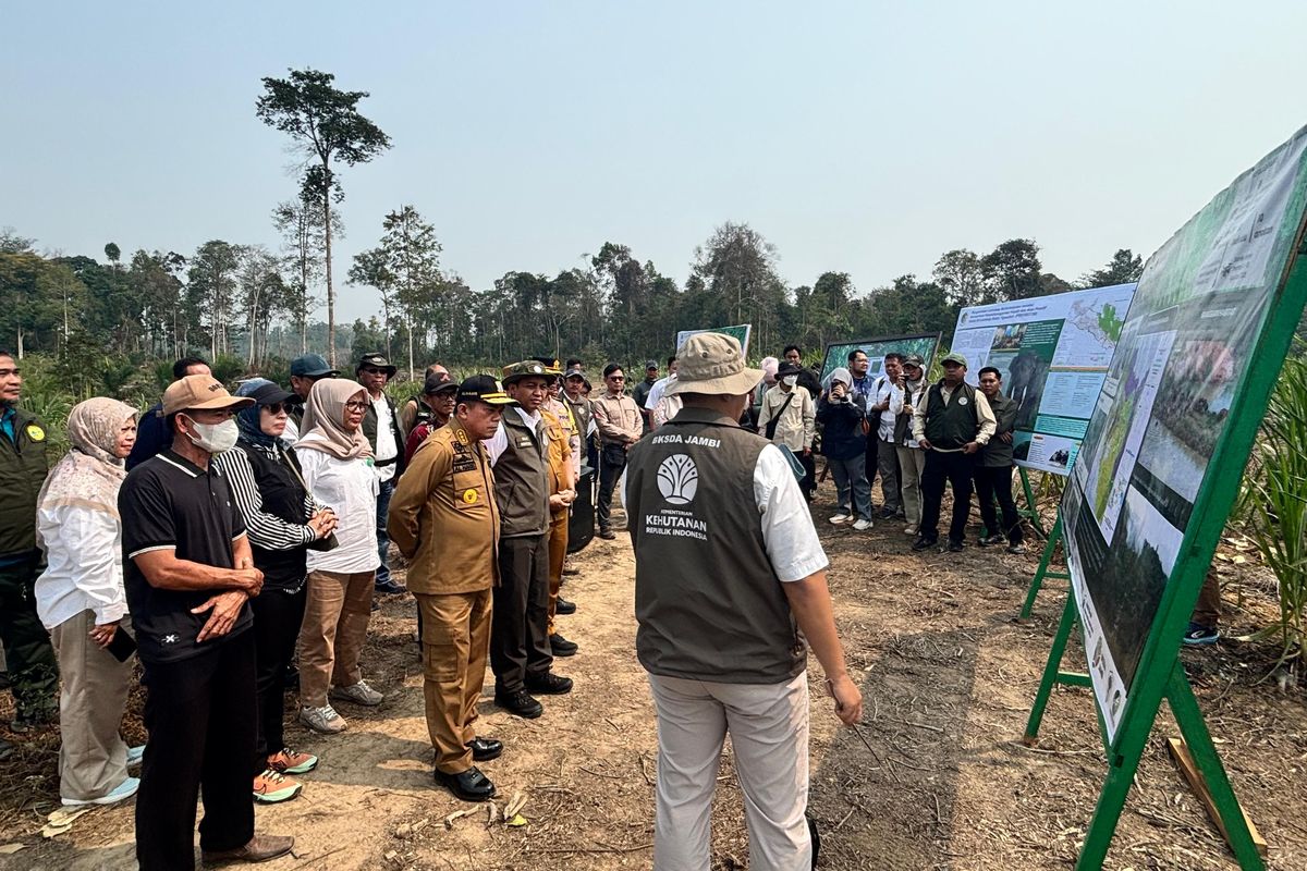 Peninjauan Kemenhut dan Pemprov Jambi ke Pusat Informasi Konservasi Gajah (PIKG) Tebo di Desa Muara Sekalo, Kabupaten Tebo, Jambi (28/9/2026).