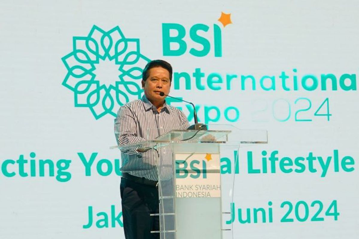 Direktur Utama BSI Hery Gunardi saat penutupan BSI International Expo 2024 di JCC Senayan Jakarta, Minggu (23/06/2024).