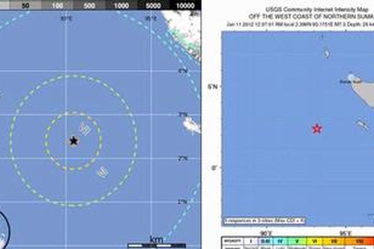 Gempa berkekuatan 7,6 Skala Richter, Rabu (11/1/2012) dinihari menguncang Nangroe Aceh Darussalam.