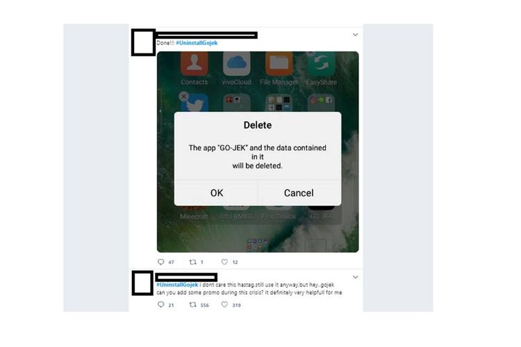 Tagar #UninstallGojek trending di Twitter. Manajemen Go-Jek memberikan tanggapan.