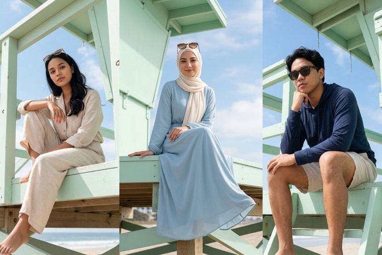 Cara Edit Foto Estetik di Menara Lifeguard Pantai Pakai Prompt AI