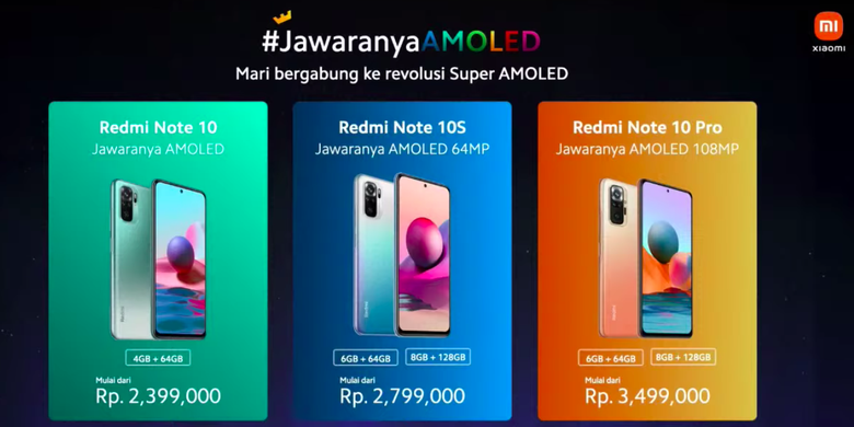 Harga Redmi Note 10 series di Indonesia.