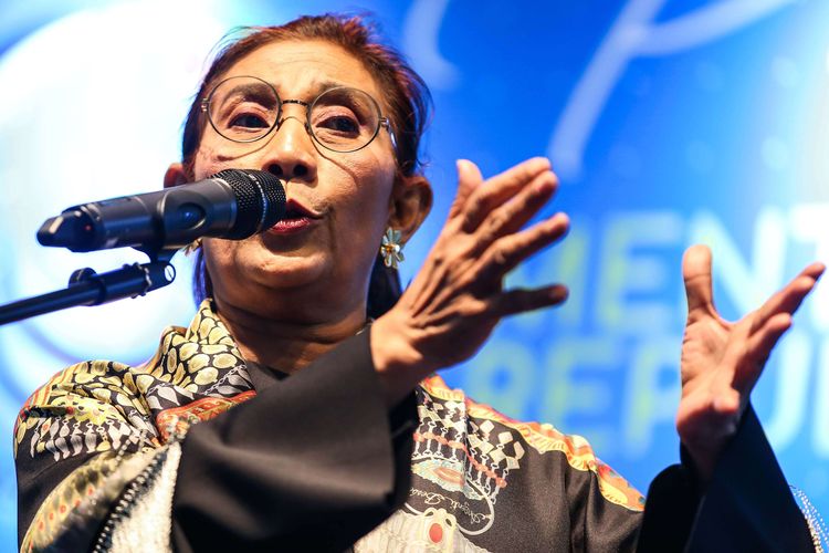 Susi Pudjiastuti di Jakarta, Rabu (23/10/2019).