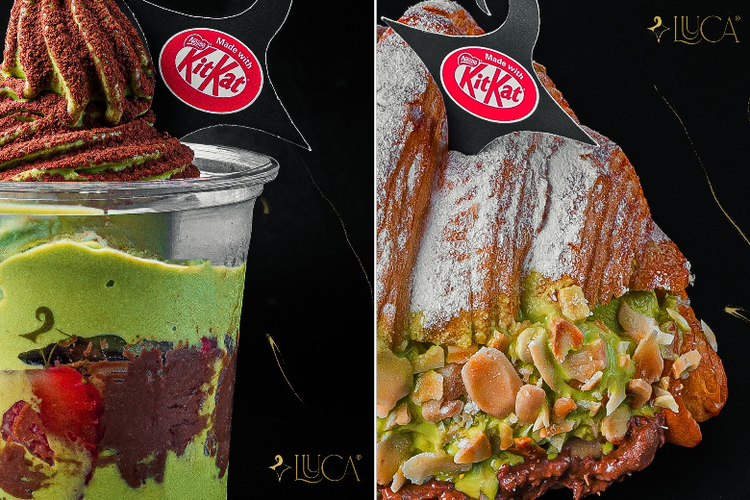 Pistaciola Series hadir dalam dua varian utama, yakni Pistachoco Mist (kiri) dan Berry Crunchy Made with KitKat (kanan). 