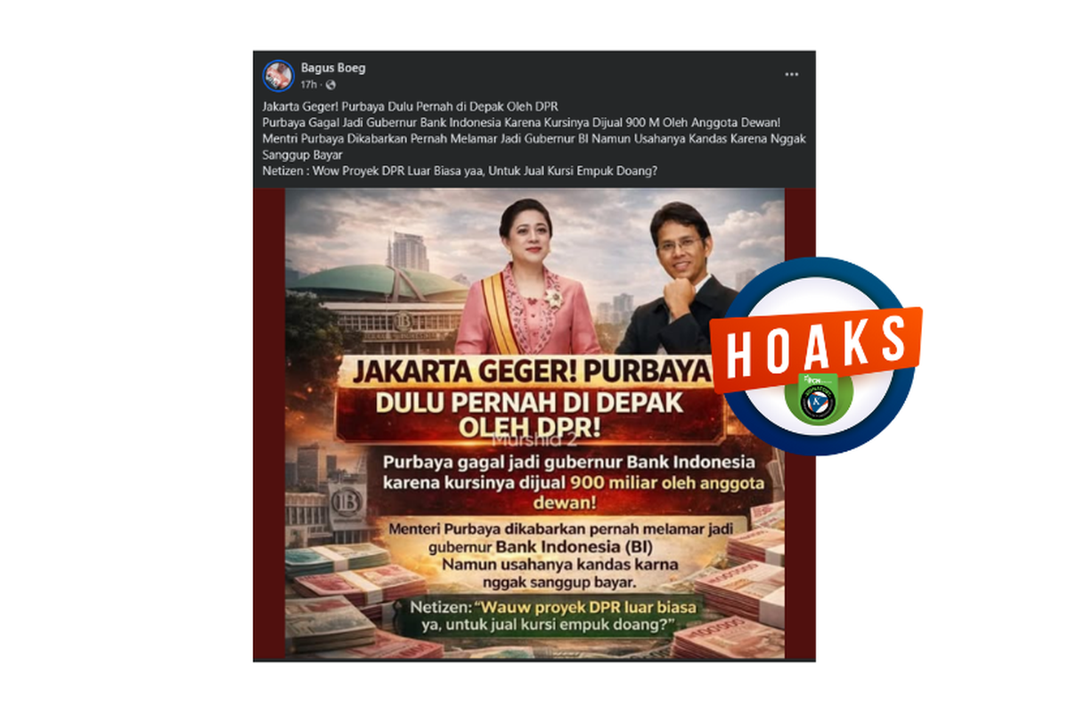 Menteri Keuangan Purbaya Diklaim Gagal Jadi Gubernur BI karena Tak Bayar Rp 900 Miliar