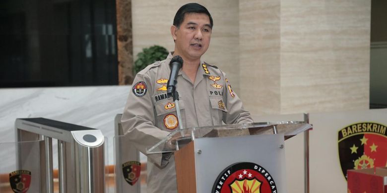A spokesman for the National Police Senior Commissioner Ahmad Ramadhan speaks at an event in Jakarta. 