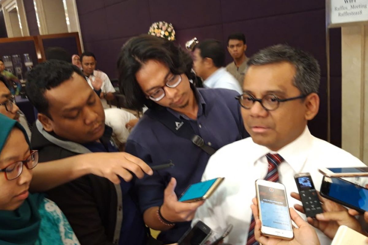 Suahasil Nazara ketika ditemui awak media selepas memberikan paparan dalam Business Challenge 2019 di Jakarta, Senin (26/11/2018).