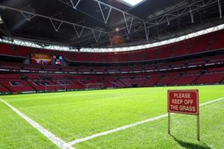 Stadion Wembley jelang pertandingan Community Shield 2015 antara Arsenal melawan Chelsea, Minggu (2/8/2015). 