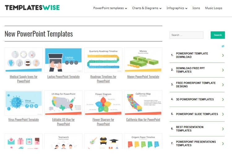 Situs web Templates Wise menyediakan template PowerPoint gratis