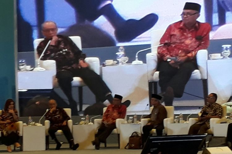 Ketua KPK Agus Rahardjo di acara Peringatan Hari Antikorupsi Sedunia (Harkodia) dan Konferensi Nasional Pemberantasan Korupsi (KNPK)‎ di Hotel Bidakara, Jakarta, Selasa (12/12/2017).