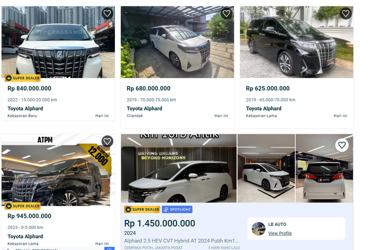 Ilustrasi Alphard bekas