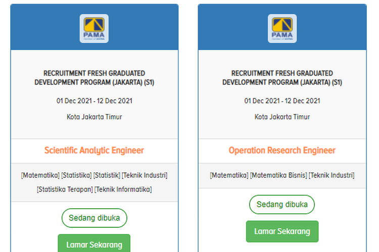 Perusahaan yang bergerak di bidang penambangan batu bara PT Pamapersada Nusantara membuka lowongan kerja bagi lulusan D3 dan S1.