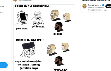 Tangkapan layar unggahan meme tidak mau menggantikan jabatan Ketua RT